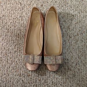 EUC Glittery Rose Gold Kate Spade Size 8.5 Flats